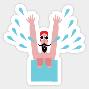 Funny Wild swimming man Sticker